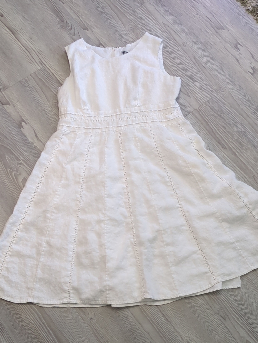 J.L. Studio White 100% Linen Sleeveless Fit & Flare Dress Size 16W